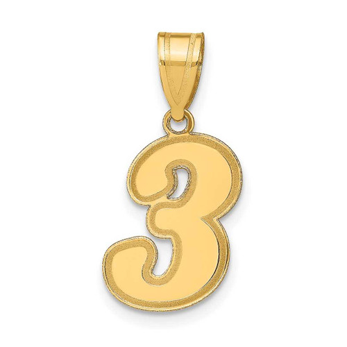 Image of 14K Yellow Gold Polished Script Number 3 Pendant