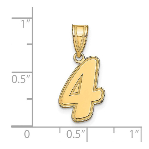 Image of 14K Yellow Gold Polished Script Number 4 Pendant