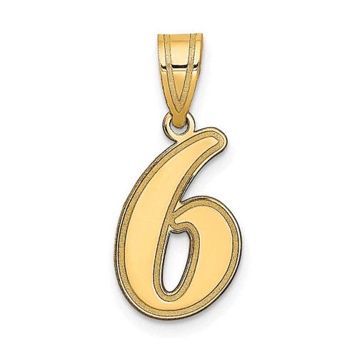 Image of 14K Yellow Gold Polished Script Number 6 Pendant