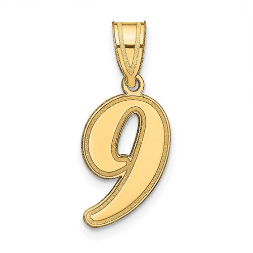 Image of 14K Yellow Gold Polished Script Number 9 Pendant