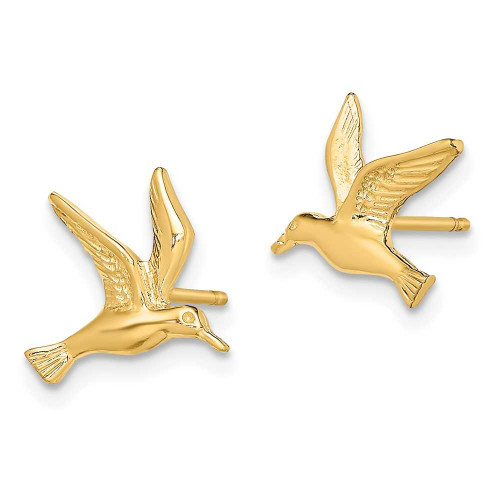 Image of 10.3mm 14K Yellow Gold Polished Seagull Stud Post Earrings