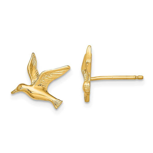 Image of 10.3mm 14K Yellow Gold Polished Seagull Stud Post Earrings