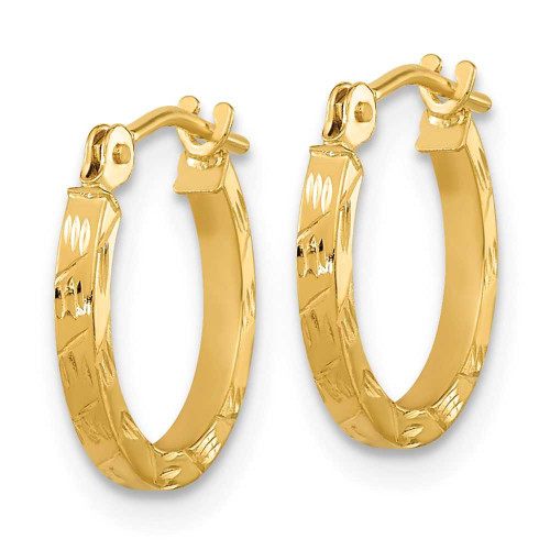 Image of 13.4mm 14K Yellow Gold Polished Shiny-Cut 1.5mm Square Tube Hoop Earrings YE1773
