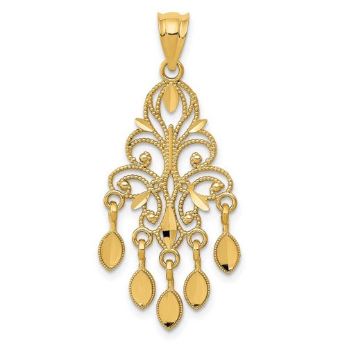 Image of 14K Yellow Gold Polished Shiny-Cut Chandelier Pendant