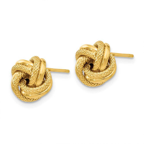 Image of 8mm 14K Yellow Gold Polished Shiny-Cut Love Knot Stud Post Earrings