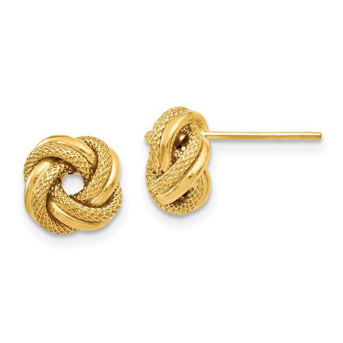 Image of 8mm 14K Yellow Gold Polished Shiny-Cut Love Knot Stud Post Earrings