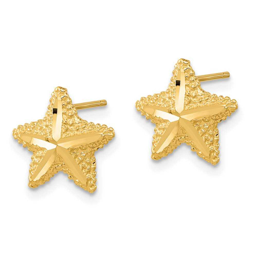 Image of 11.5mm 14K Yellow Gold Polished Shiny-Cut Starfish Stud Post Earrings TC990