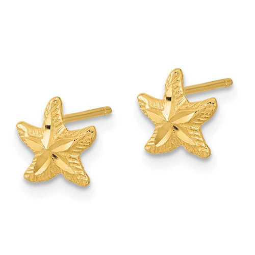 Image of 8.8mm 14K Yellow Gold Polished Shiny-Cut Starfish Stud Post Earrings TC993