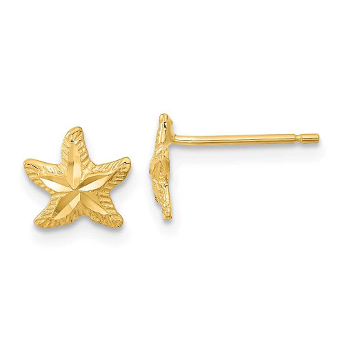 Image of 8.8mm 14K Yellow Gold Polished Shiny-Cut Starfish Stud Post Earrings TC993