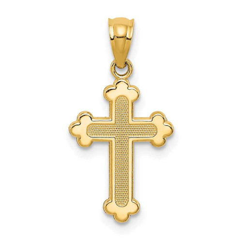 Image of 14K Yellow Gold Polished Small Budded Cross Pendant