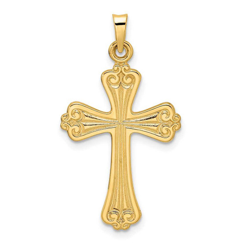 Image of 14K Yellow Gold Polished Solid Fancy Design Cross Pendant XR1940