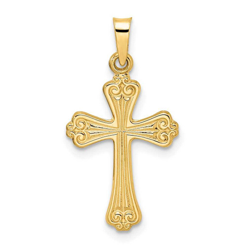 Image of 14K Yellow Gold Polished Solid Fancy Design Cross Pendant XR1942
