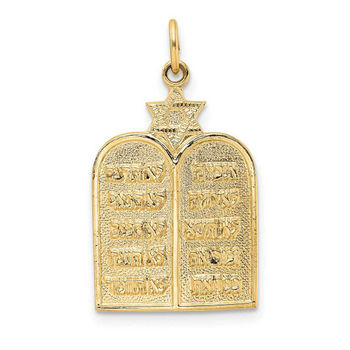 Image of 14K Yellow Gold Polished Solid Ten Commandments & Star Charm