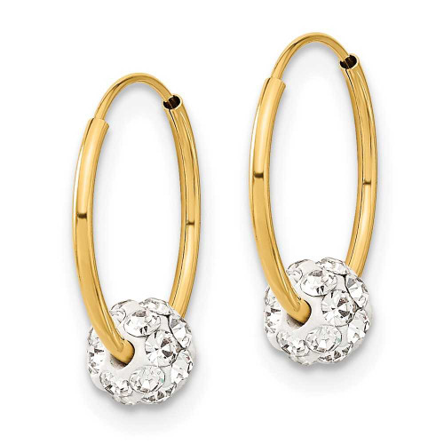 Image of 15.3mm 14K Yellow Gold Polished Synthetic Crystal and Resin Bead Endless Hoop Earrings