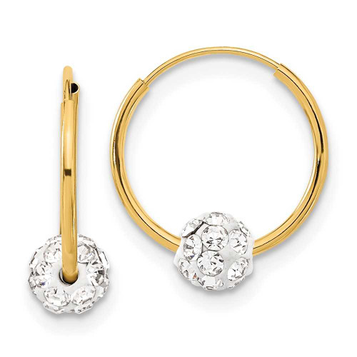 Image of 15.3mm 14K Yellow Gold Polished Synthetic Crystal and Resin Bead Endless Hoop Earrings