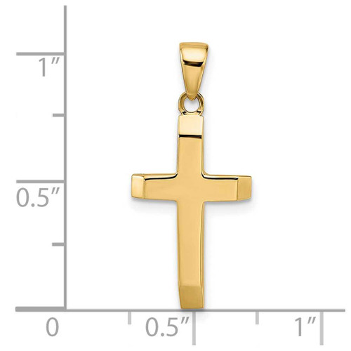 Image of 14K Yellow Gold Polished Tapered Ends Hollow Cross Pendant K9954