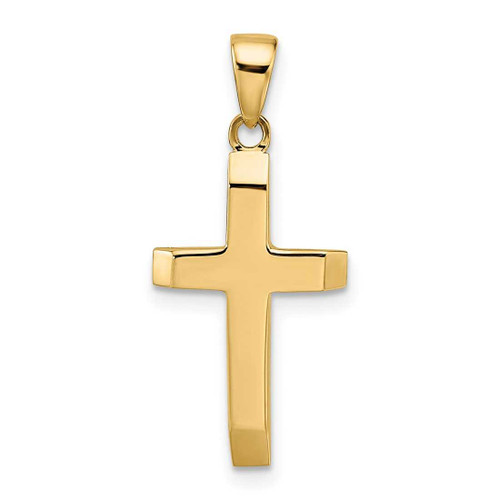 Image of 14K Yellow Gold Polished Tapered Ends Hollow Cross Pendant K9954