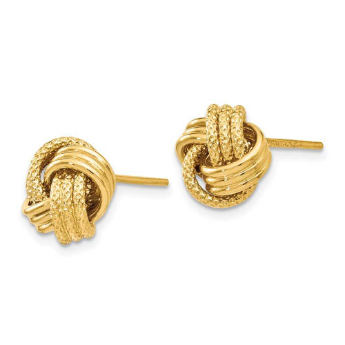 Image of 9.5mm 14K Yellow Gold Polished Textured Love Knot Stud Earrings