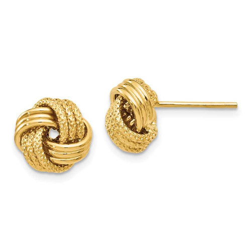 Image of 9.5mm 14K Yellow Gold Polished Textured Love Knot Stud Earrings