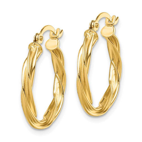 Image of 20.5mm 14K Yellow Gold Polished Twisted 2.5mm Hoop Earrings TF1606