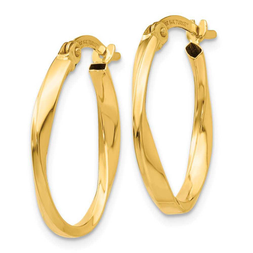 Image of 18mm 14K Yellow Gold Polished Twisted Oval Hoop Earrings