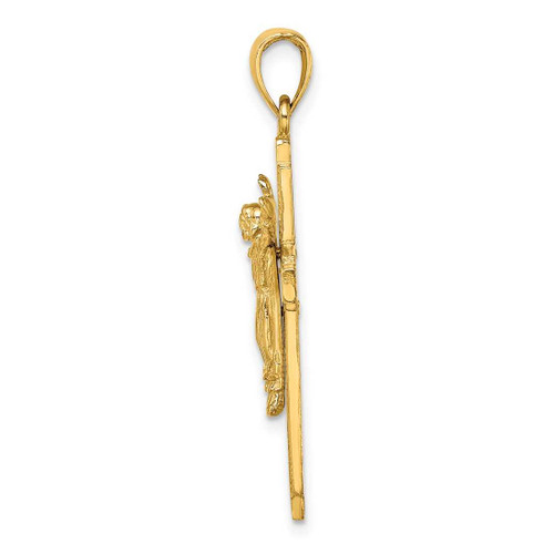 Image of 14K Yellow Gold Polished w/ Beaded Edge Crucifix Pendant