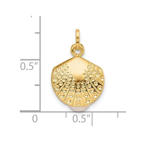 Image of 14K Yellow Gold Polished with Freshwater Cultured Pearl Clam Pendant