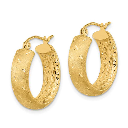 Image of 20.83mm 14K Yellow Gold Polished, Satin & Shiny-Cut In/Out Hoop Earrings TF1047