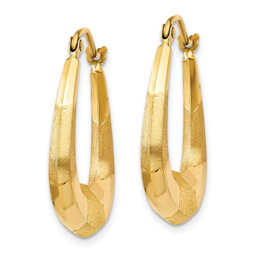 Image of 22mm 14K Yellow Gold Polished, Satin and Shiny-Cut Hoop Earrings