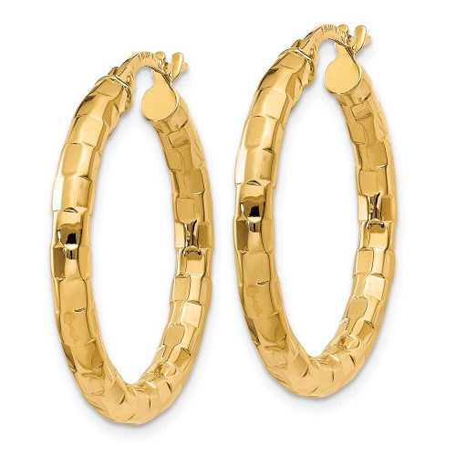 Image of 27mm 14K Yellow Gold Polished/Textured Post Hoop Earrings TF603