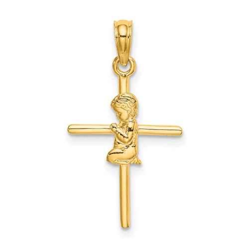 Image of 14K Yellow Gold Praying Boy Cross Pendant