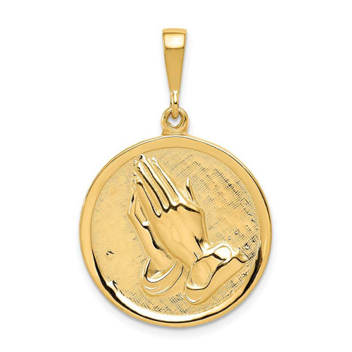 Image of 14K Yellow Gold Praying Hands & Serenity Prayer Pendant