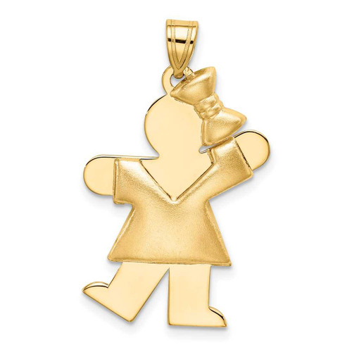 Image of 14K Yellow Gold Puffed Girl w/ Bow On Right Pendant