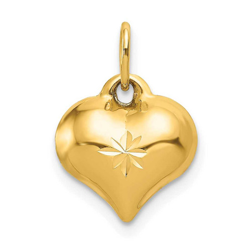 Image of 14K Yellow Gold Puffed Shiny-Cut Heart Charm