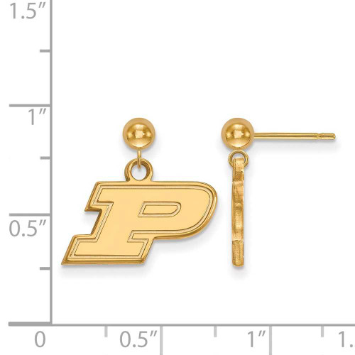 Image of 14K Yellow Gold Purdue Earrings Dangle Ball by LogoArt (4Y010PU)