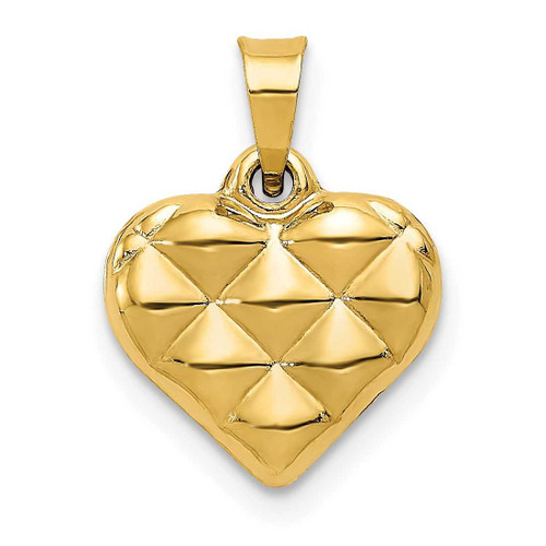 Image of 14K Yellow Gold Quilted Puffed Heart Pendant