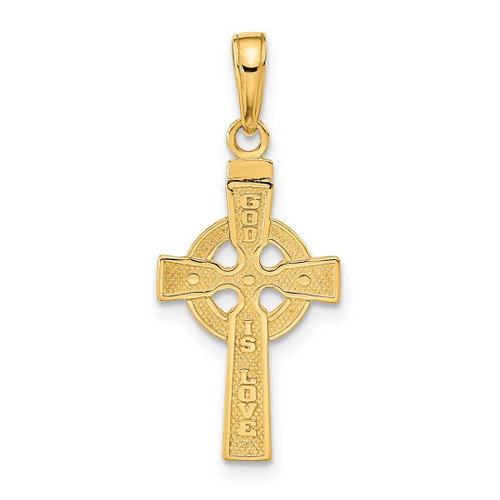 Image of 14K Yellow Gold Reversible God Is Love Celtic Cross Pendant