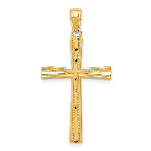 Image of 14K Yellow Gold Reversible Satin/Shiny-Cut Cross Pendant