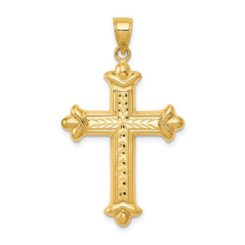 Image of 14K Yellow Gold Reversible Shiny-Cut Cross Pendant K3632