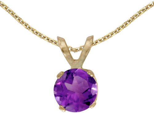 Image of 14k Yellow Gold Round Amethyst Pendant (Chain NOT included)