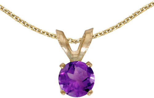 Image of 14k Yellow Gold Round Amethyst Pendant (Chain NOT included) (CM-P1414X-02)