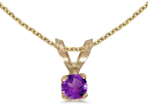 Image of 14k Yellow Gold Round Amethyst Pendant (Chain NOT included) (CM-P1418X-02)