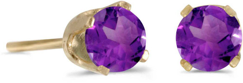 Image of 14k Yellow Gold Round Amethyst Stud Earrings