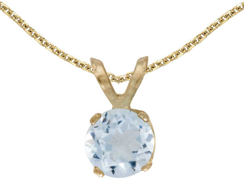 Image of 14k Yellow Gold Round Aquamarine Pendant (Chain NOT included)