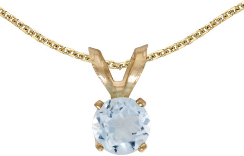 Image of 14k Yellow Gold Round Aquamarine Pendant (Chain NOT included) (CM-P1414X-03)