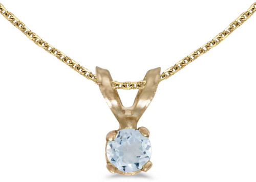 Image of 14k Yellow Gold Round Aquamarine Pendant (Chain NOT included) (CM-P1418X-03)