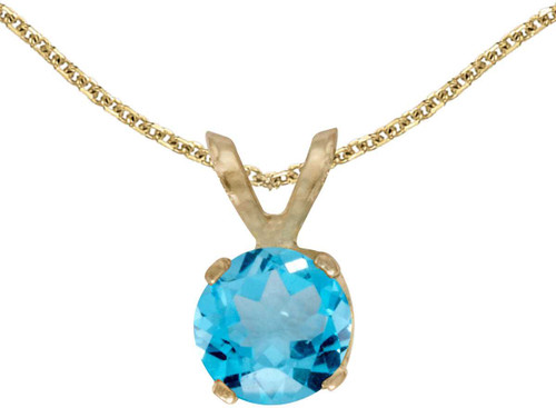 Image of 14k Yellow Gold Round Blue Topaz Pendant (Chain NOT included)