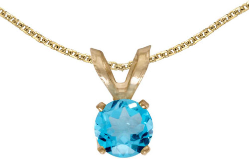 Image of 14k Yellow Gold Round Blue Topaz Pendant (Chain NOT included) (CM-P1414X-12)