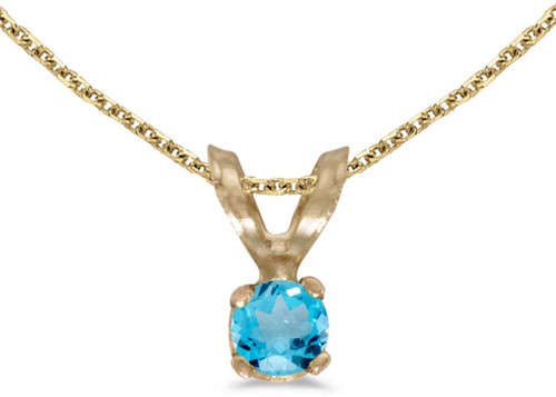 Image of 14k Yellow Gold Round Blue Topaz Pendant (Chain NOT included) (CM-P1418X-12)