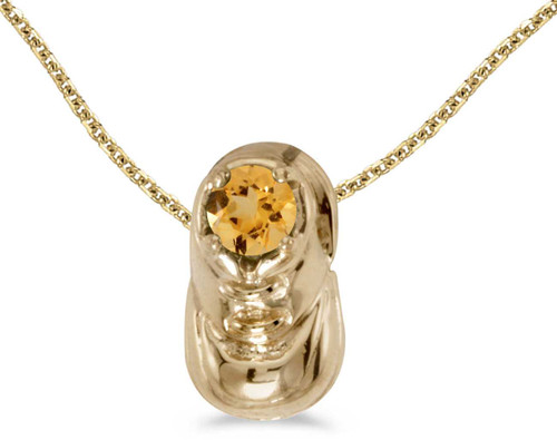 Image of 14k Yellow Gold Round Citrine Baby Bootie Pendant (Chain NOT included)